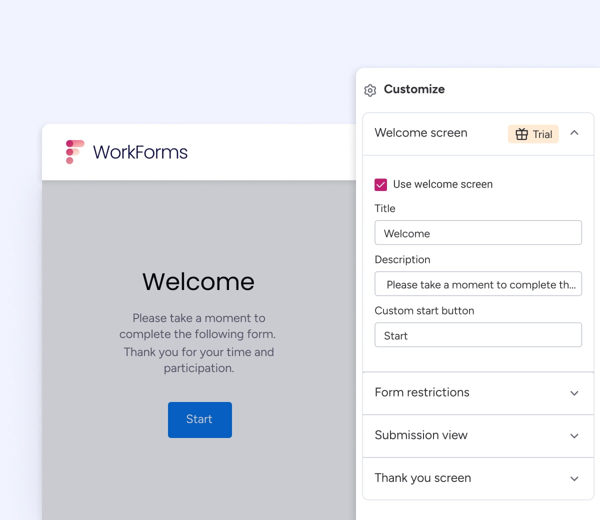 WorkForms Welcome Page