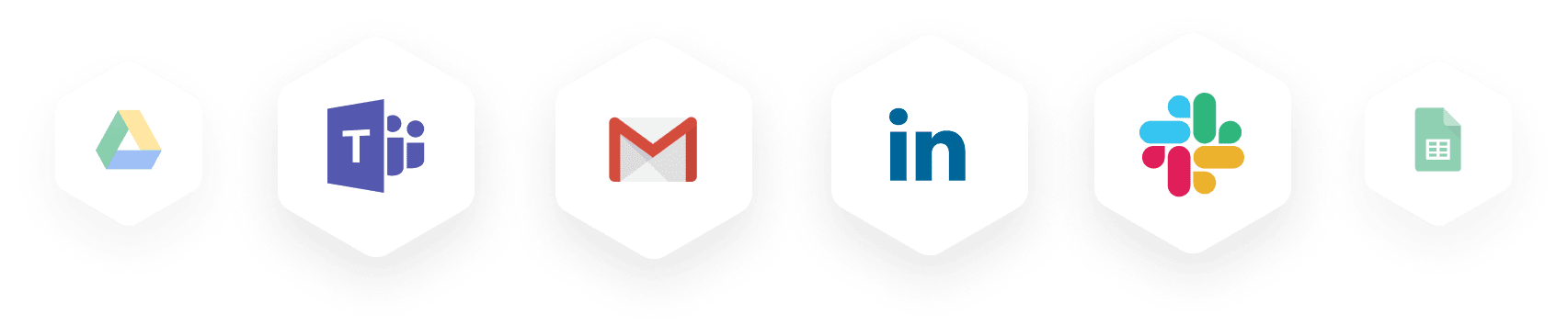 Logos for Google Drive, Microsoft Teams, Gmail, LinkedIn, Slack, and Google Docs