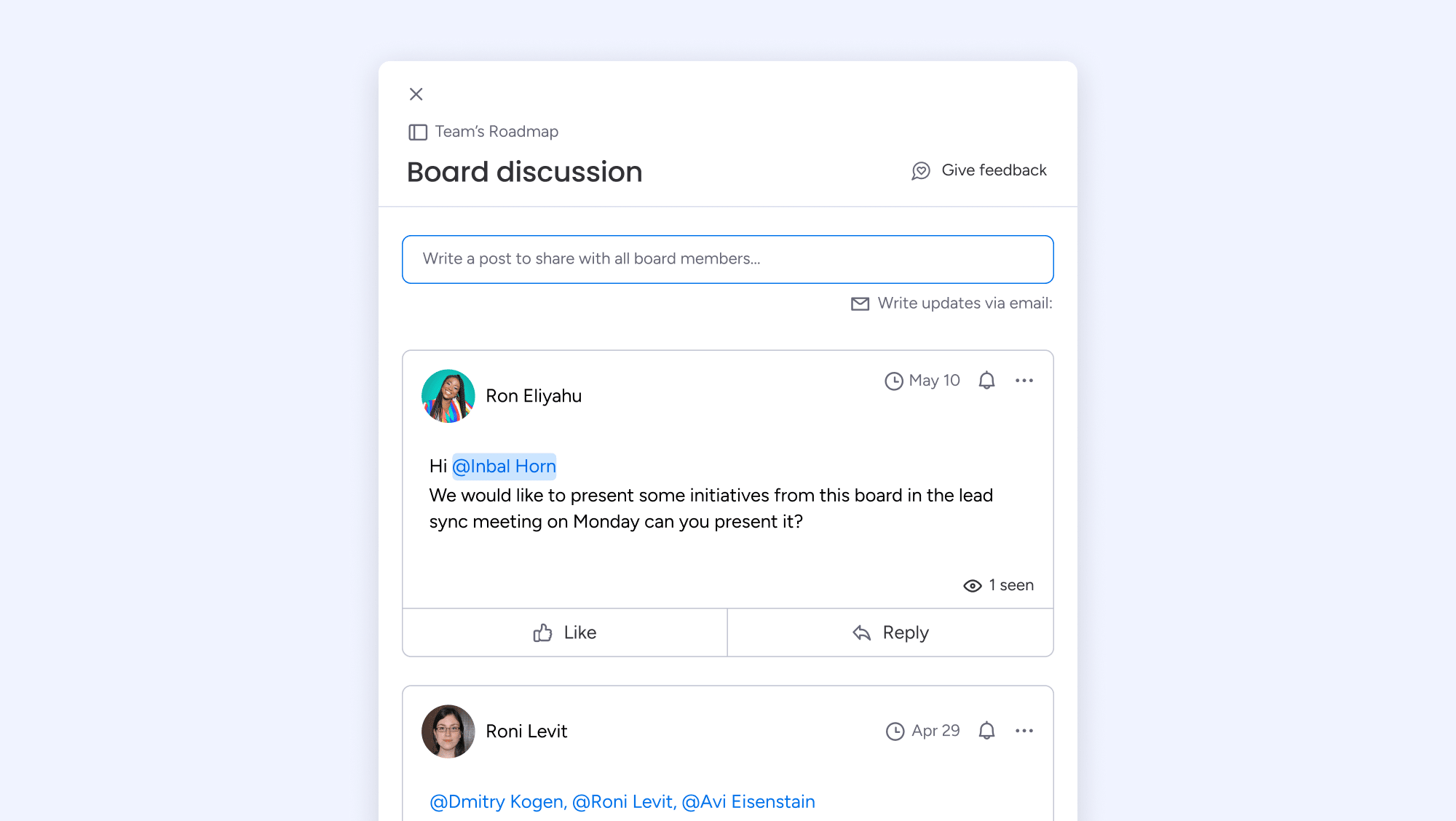Communicate across your board with Board Discussions