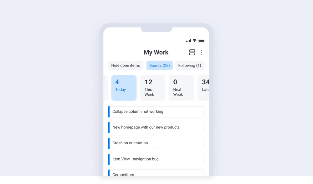 My Work redesign on mobile